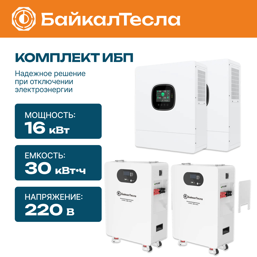 Комплект бесперебойного питания (ИБП) 16 кВт, 30 кВт•ч
